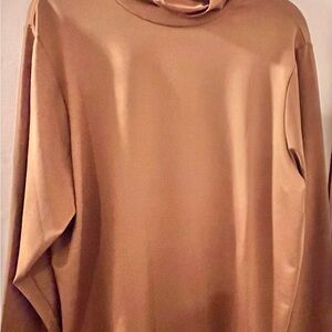 Susan Graver Tan Women's long sleeve shirt. Base layer. Business casual.